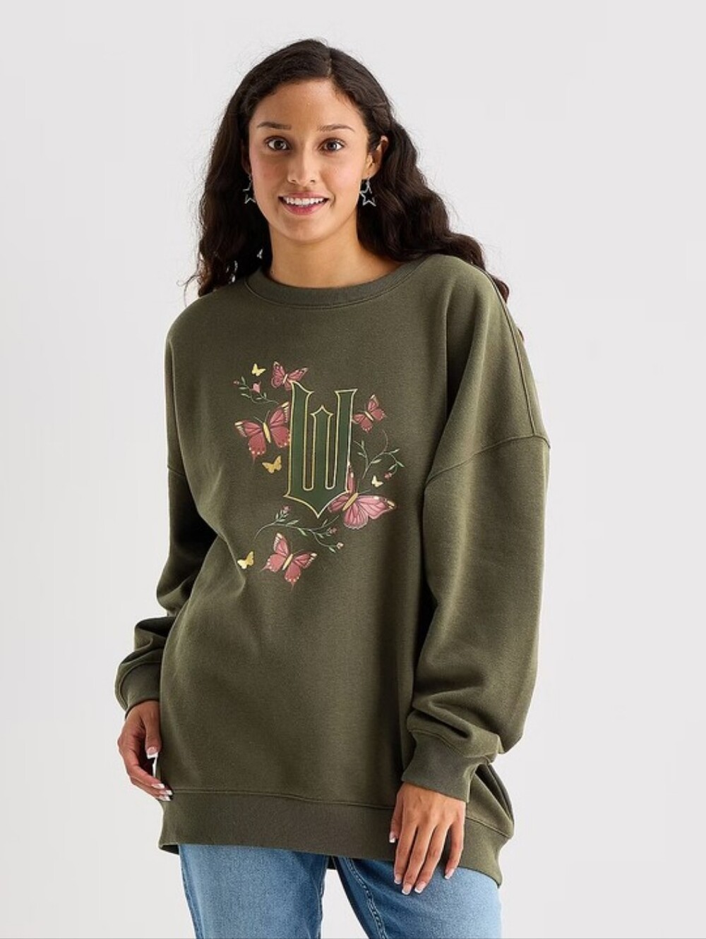 Wicked Glinda & Elphaba Graphic Sweatshirt - Dark Olive
